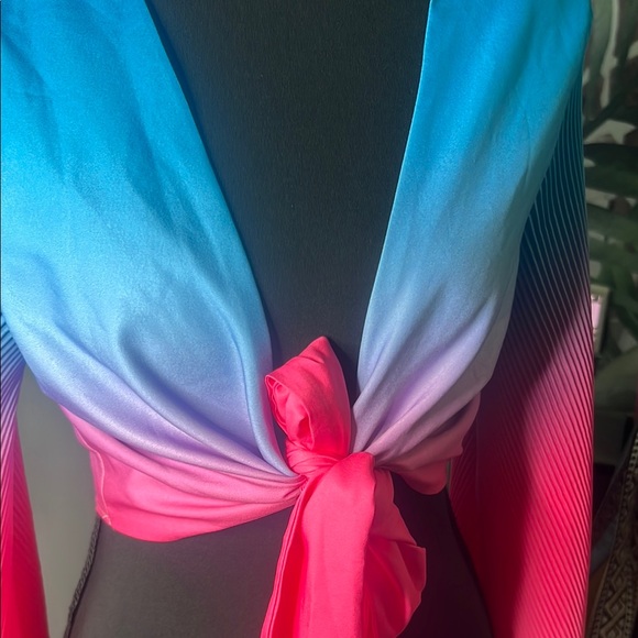 SHEIN Blue and Pink Ombre Tie-Front Top - Picture 3 of 8